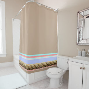 Shower Curtain Beige Rope Stripe