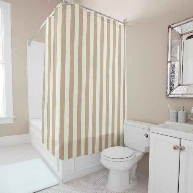 Shower Curtain Beige Stripe (In Situ)
