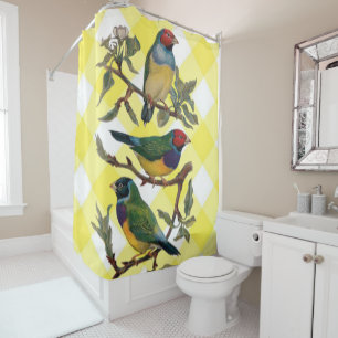 Shower Curtain Bird Yellow