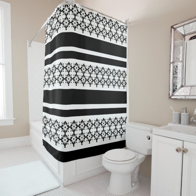 Shower Curtain/Black and White Shower Curtain (In Situ)