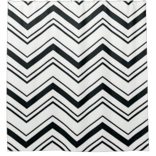 Shower Curtain/Black and White Zig Zags Shower Curtain