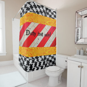 Shower Curtain Black White Red Yellow