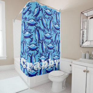 Shower Curtain Blue Crabs Crabby