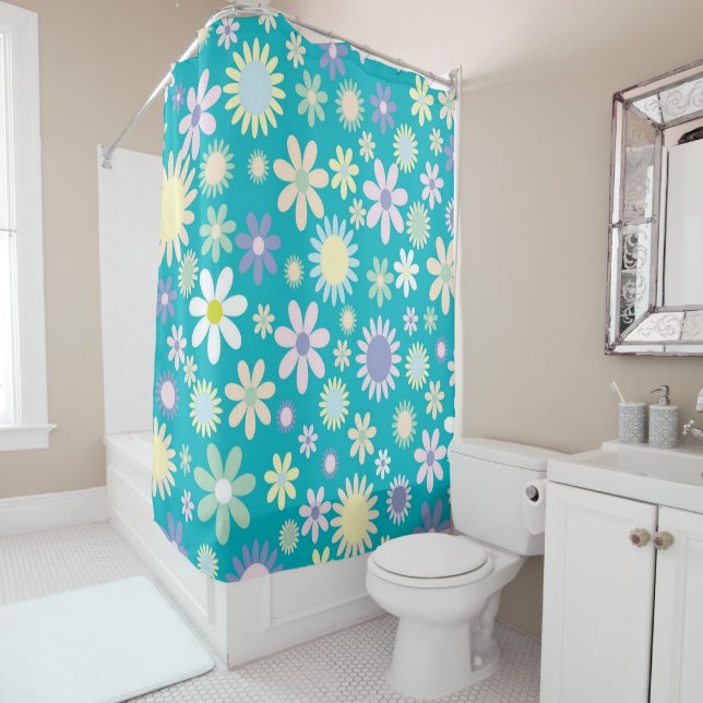 Shower Curtain Blue Floral (In Situ)