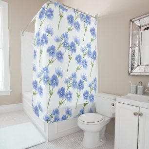 Shower Curtain-Blue Wildflowers Curtain