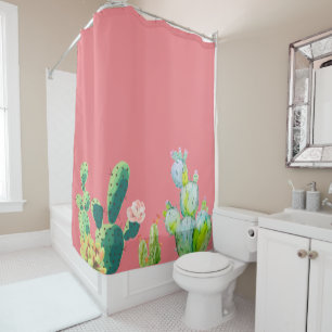 Shower Curtain Bohemian Cactus Succulents Dessert