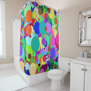 Shower Curtain Bright Colourful Circles Circular