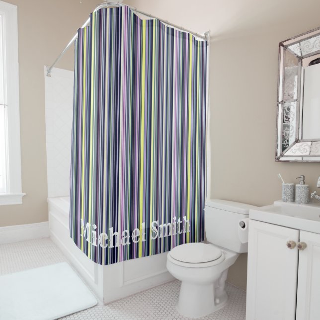 Shower Curtain Brown Stripe (In Situ)
