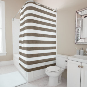 Shower Curtain Brown & White Stripe