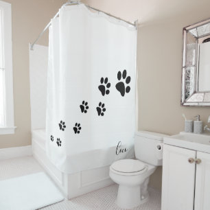Shower Curtain Cat Dog Paw Prints