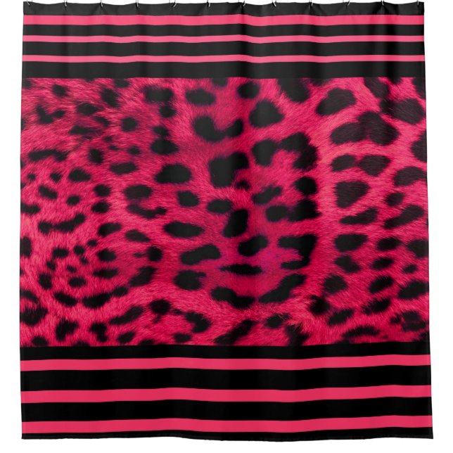 Shower Curtain/Cheetah Print Hot Pink Curtain (Front)