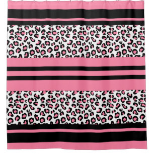 Shower Curtain/Cheetah Print Pink, Black and White Curtain