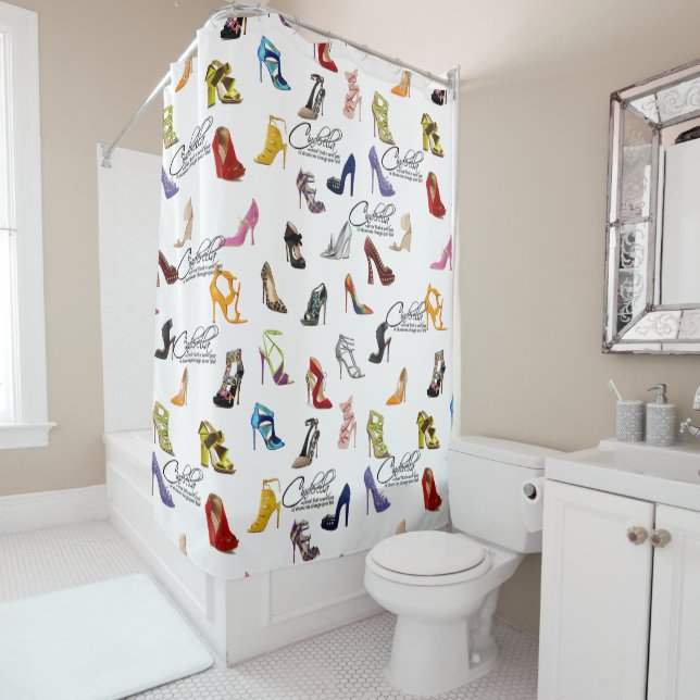 Shower Curtain Cinderella Quote Shoes Heels Pumps (In Situ)