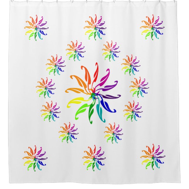 Shower Curtain - Colour Wheel Leaves in Circle (Front)