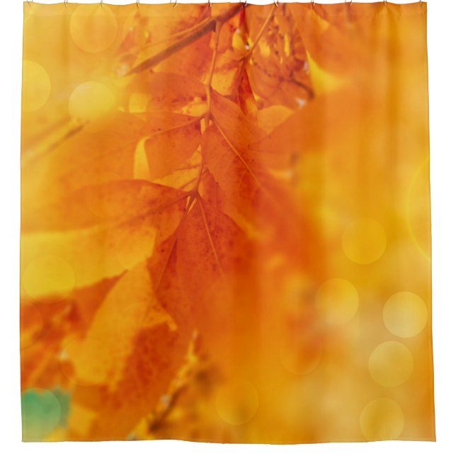 Shower Curtain Coloured Autumn Glow Leafs (Front)