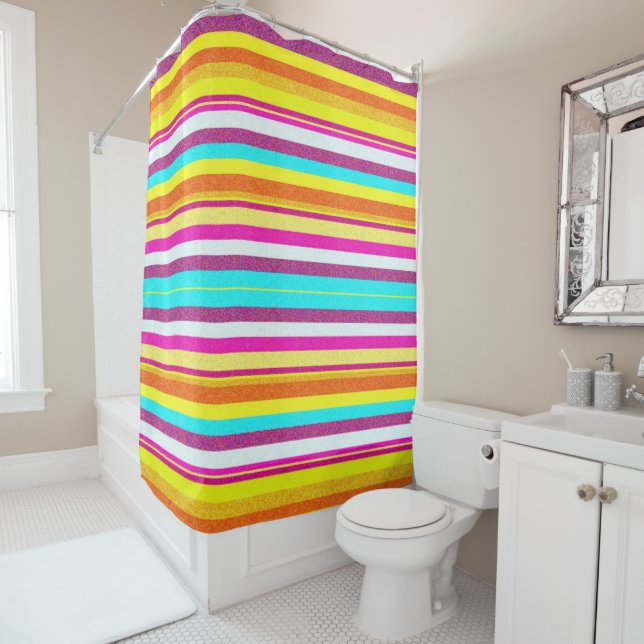 Shower Curtain Colourful Stripe  (In Situ)