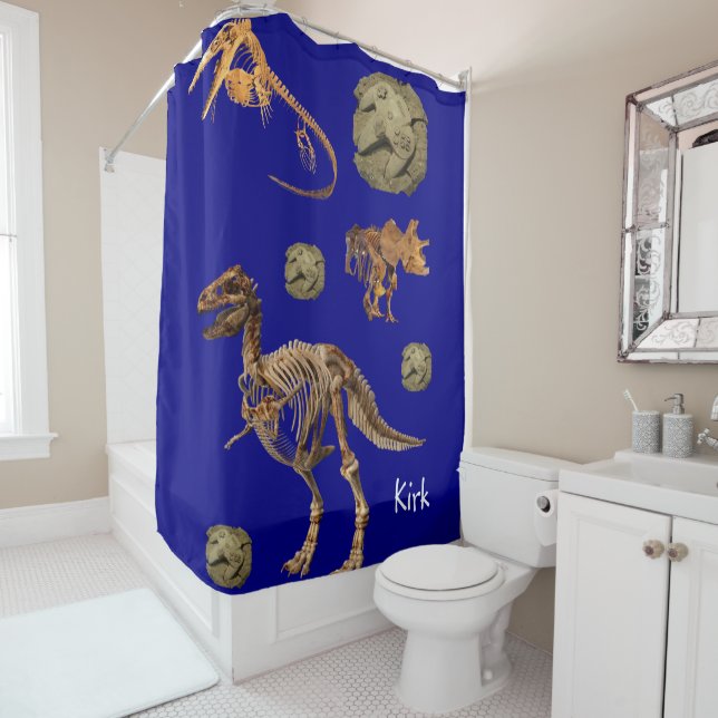 Shower Curtain Dinosaur (In Situ)