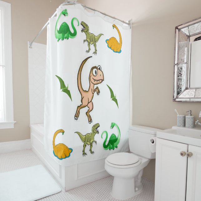 Shower curtain dinosaurs (In Situ)