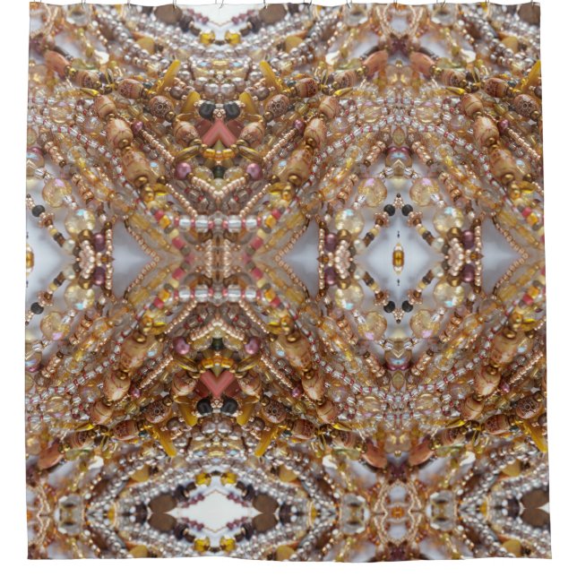 Shower Curtain- Earth Tones Bead Print Shower Curtain (Front)