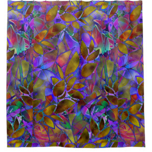 Shower Curtain Floral Abstract Stained Glass