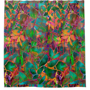 Shower Curtain Floral Abstract Stained Glass
