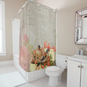 Shower Curtain Floral Bird