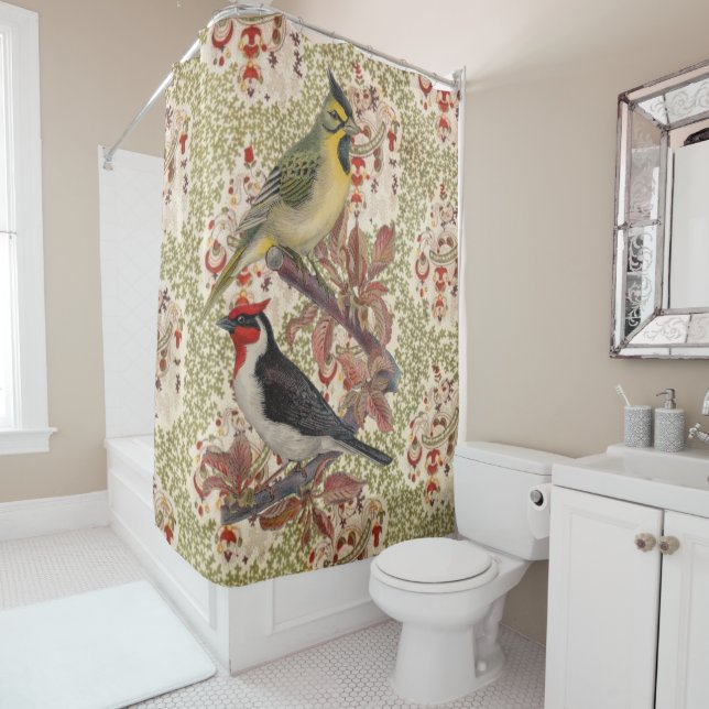 Shower Curtain Floral Bird (In Situ)