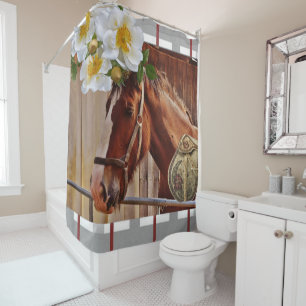 Shower Curtain Floral Horse