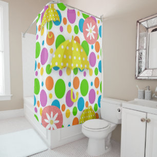 Shower Curtain Floral Yellow Umbrellas