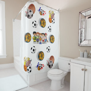 Shower curtain football sports