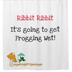 Shower Curtain Frog, Ribbit Mushroom Frogging Wet