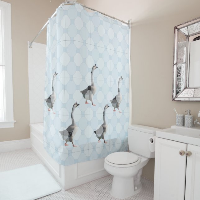 Shower Curtain - Geese and Dots (In Situ)