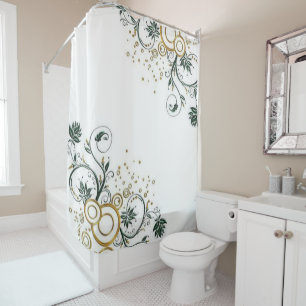 Shower Curtain Gold Floral 