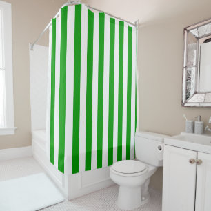 Shower Curtain Green and White Stripe