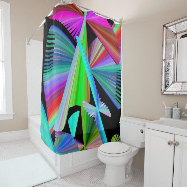 Shower Curtain Green Pink Kaleidoscope Mandala (In Situ)