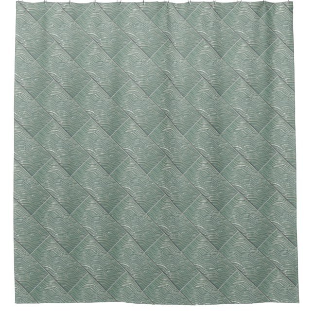  Shower Curtain  green water look (Front)