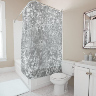 Shower Curtain Grey Ocean Bubbles