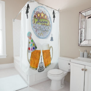 Shower Curtain Happy Birthday Beer