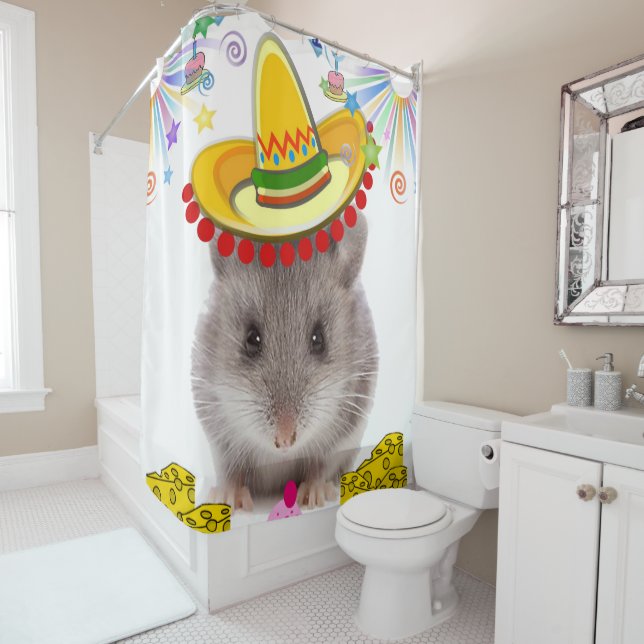 Shower Curtain Happy Birthday Mice (In Situ)