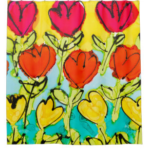 Shower Curtain Happy Tulips Lovitude