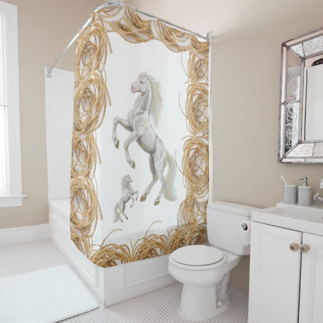 Shower Curtain Horse (In Situ)