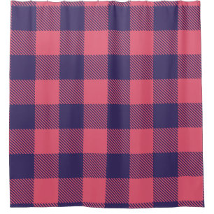 Shower Curtain Hot Pink Magenta Indigo Plaid