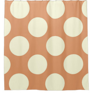Shower Curtain large Circles Dots Brown Cream