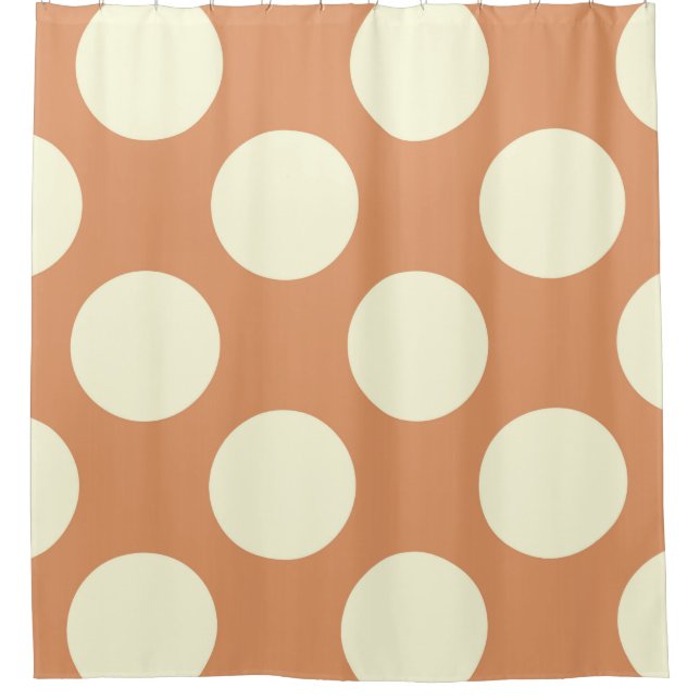 Shower Curtain large Circles Dots Brown Cream (Front)