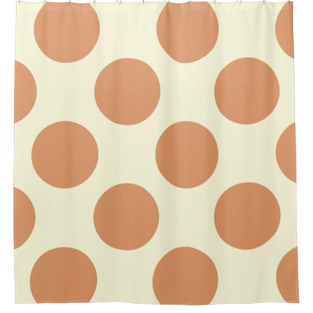 Shower Curtain large Circles Dots Brown Cream (Front)