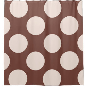 Shower Curtain large Circles Dots brown pink