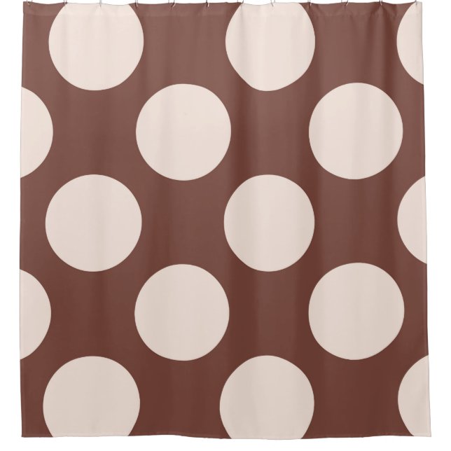 Shower Curtain large Circles Dots brown pink (Front)