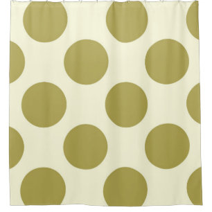 Shower Curtain large Circles Dots Green Cream