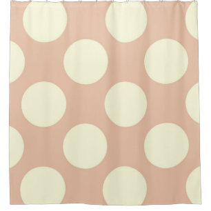 Shower Curtain large Circles Dots Pink Cream