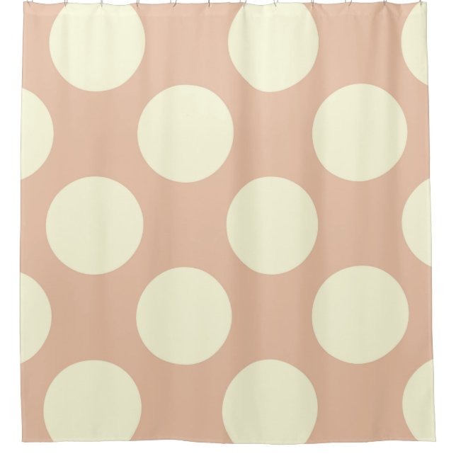 Shower Curtain large Circles Dots Pink Cream (Front)